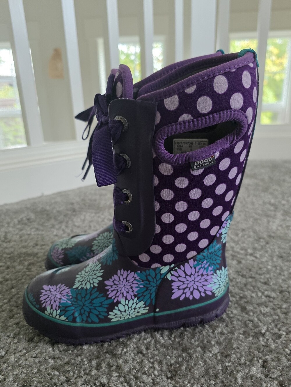 Bogs Casey Pompons Dots winter boots purple multi-colorway Size 13